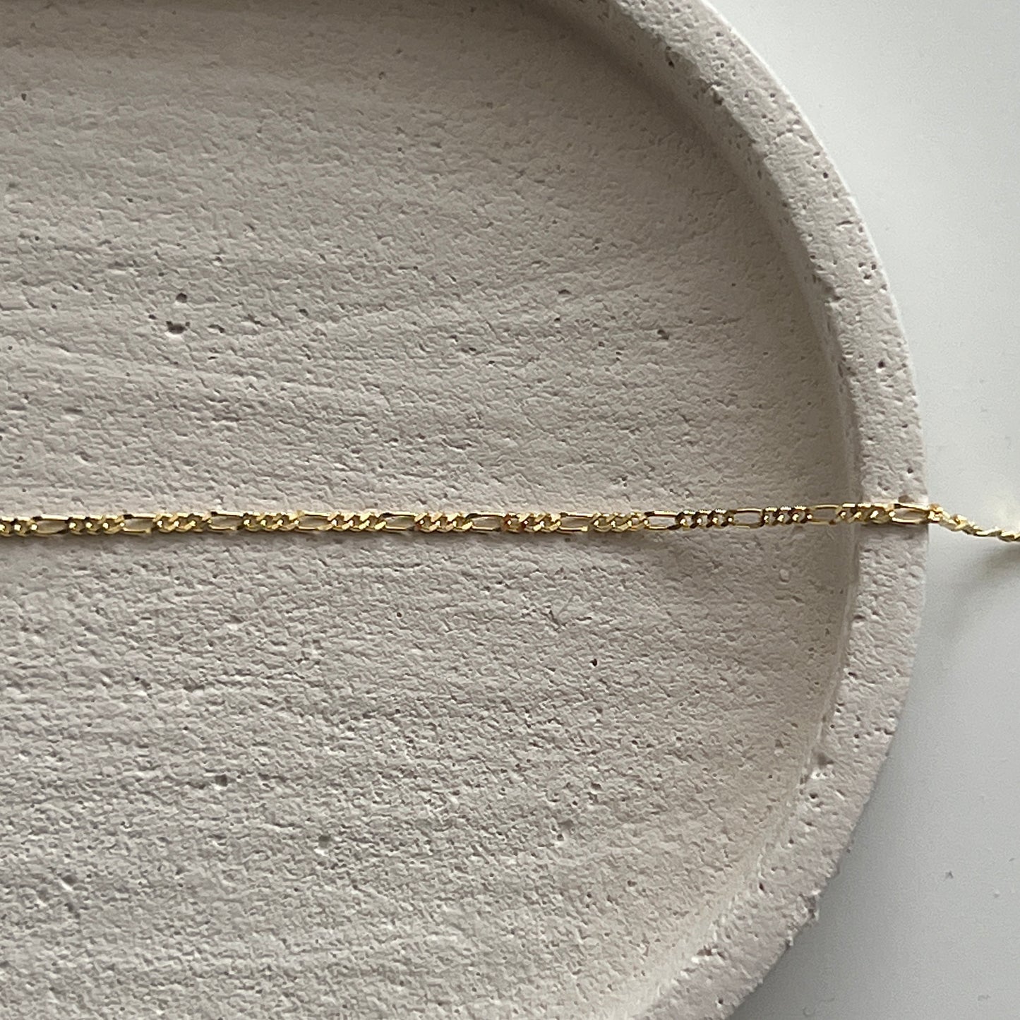 14K Yellow Gold 1.28 mm Figaro 16" Chain