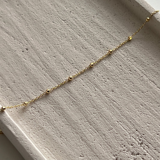 14K Yellow Gold .85 mm Faceted Beaded Cable 16" Chain