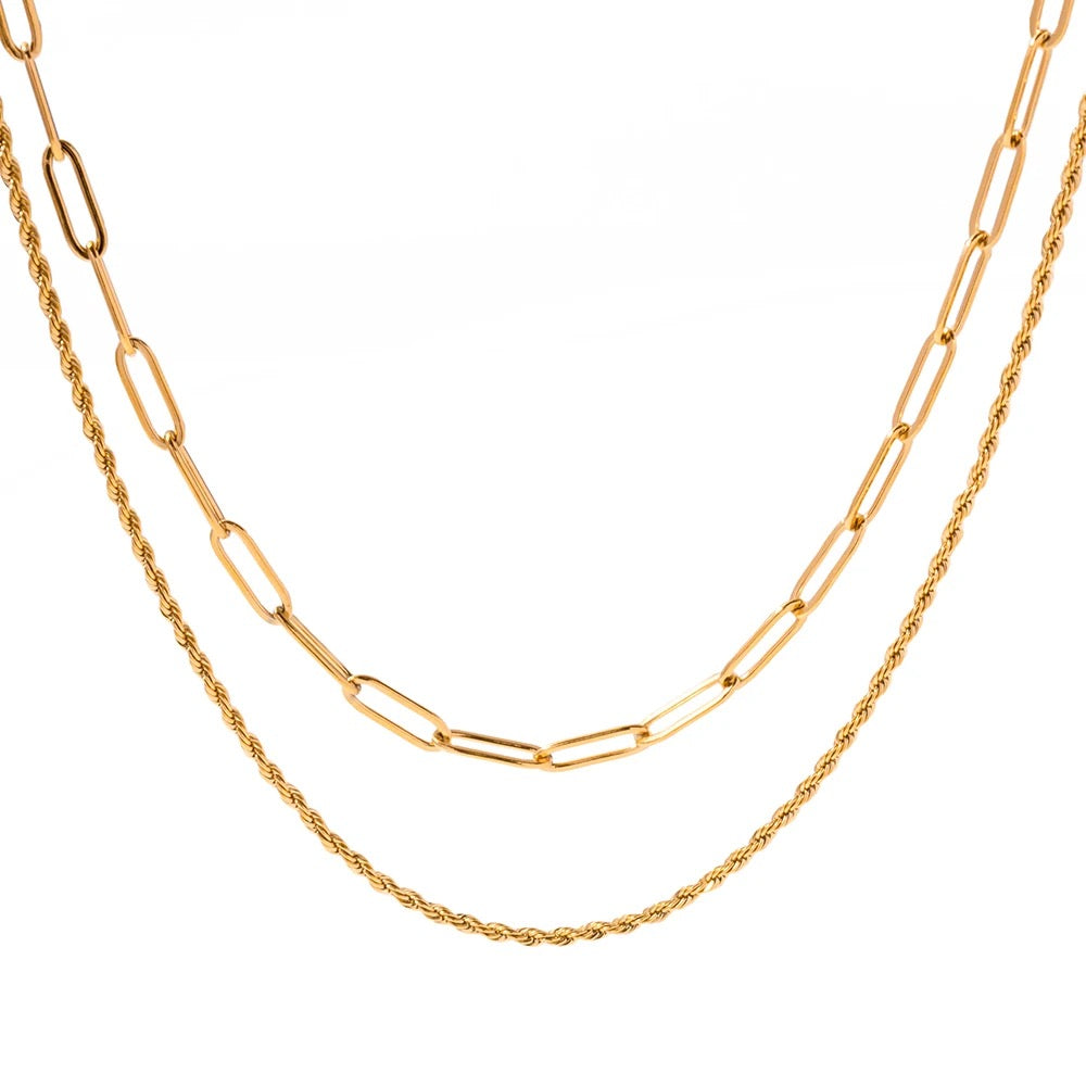 Brie Paperclip & Rope Chain Necklace