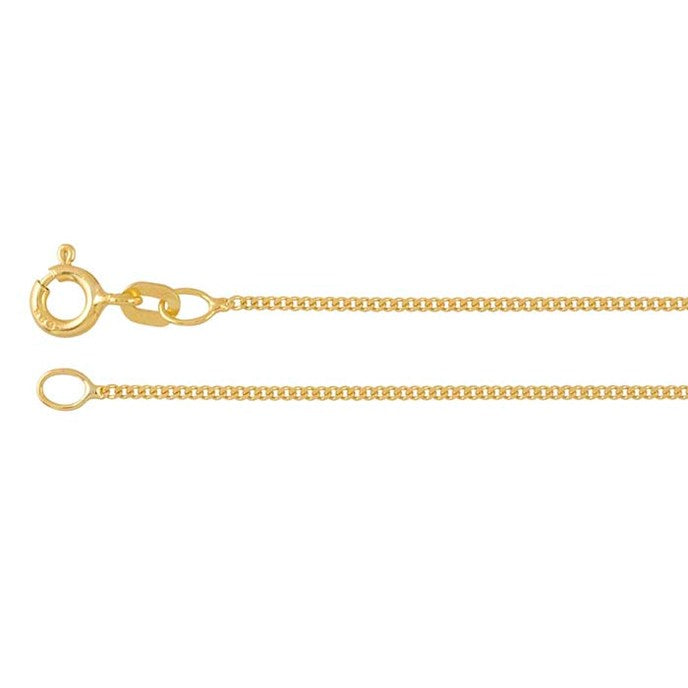 14K Yellow Gold 1mm Diamond-Cut Curb Chain