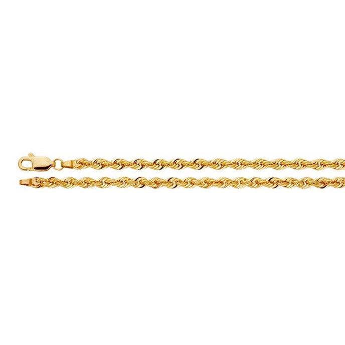 14K Yellow Gold 3.1mm Hollow French Rope Chain