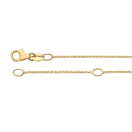 14K Yellow Gold 0.8mm Oval Cable Chain, Adjustable