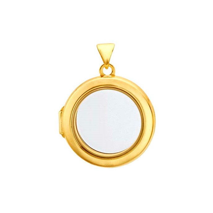 Sterling Silver Yellow Gold-Plated Round Floating Glass Locket Pendant