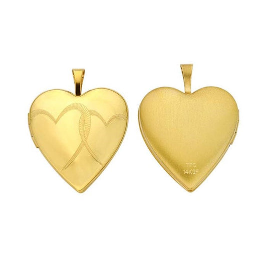 14/20 Yellow Gold-Filled Two Heart Locket Pendant